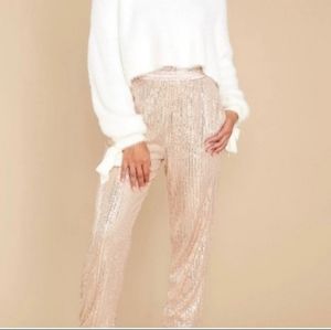 Serra Gold Sequin Pull On Joggers Size Large